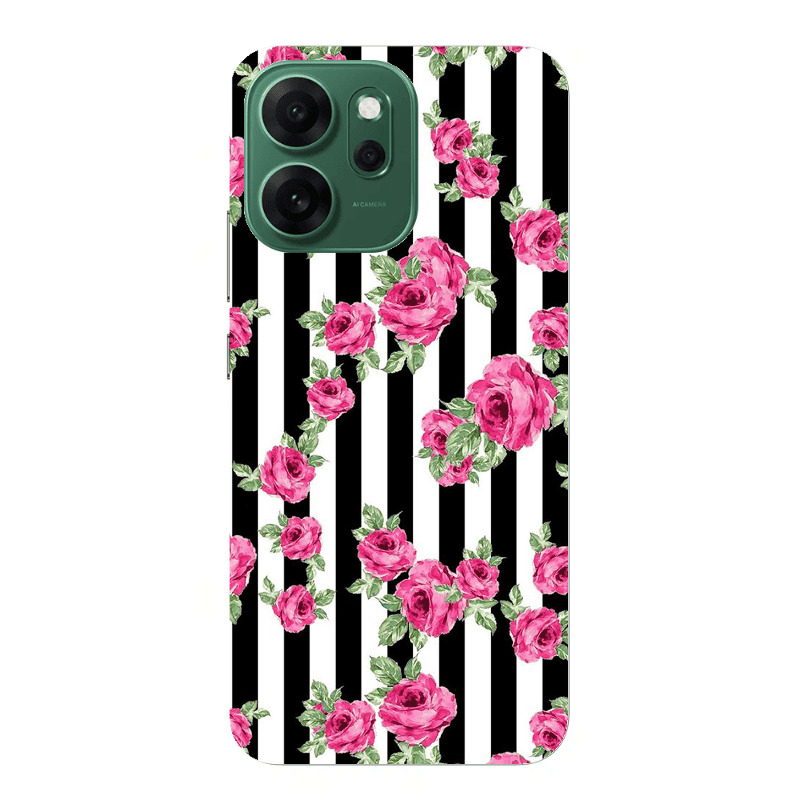 Oppo 14 F Roses and black line Transparent Silicone TPU Θήκη